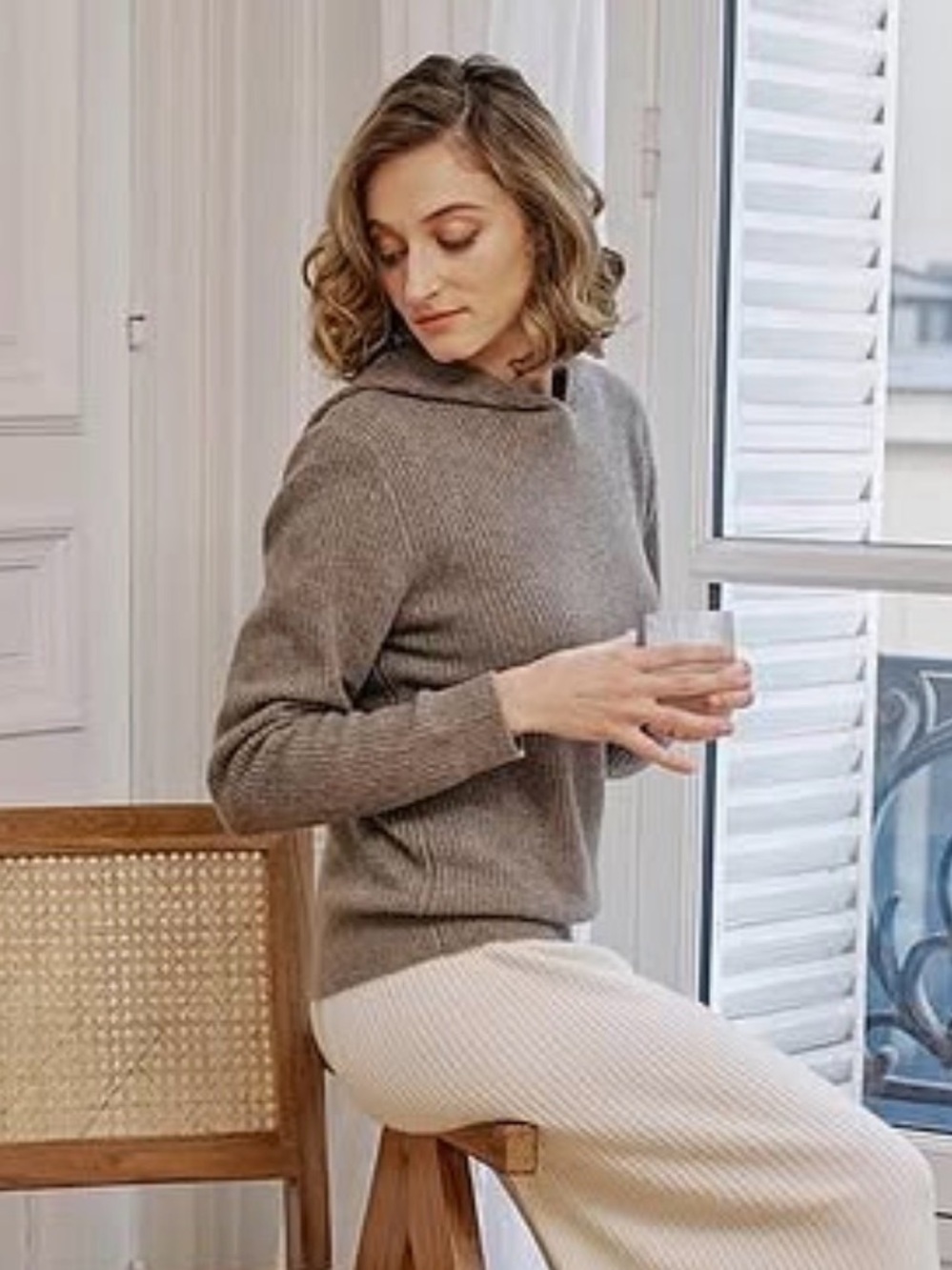 Nap 100% Cashmere Hooded Sweater Gray M - Picture 9 of 11